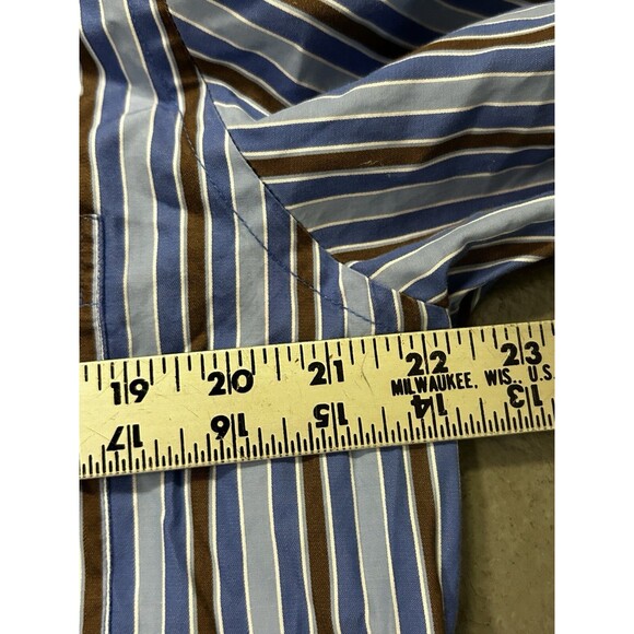 Bugatchi Uomo Button-Down Dress Shirt Mens XL Blue Vertical Striped Modern - Picture 8 of 9